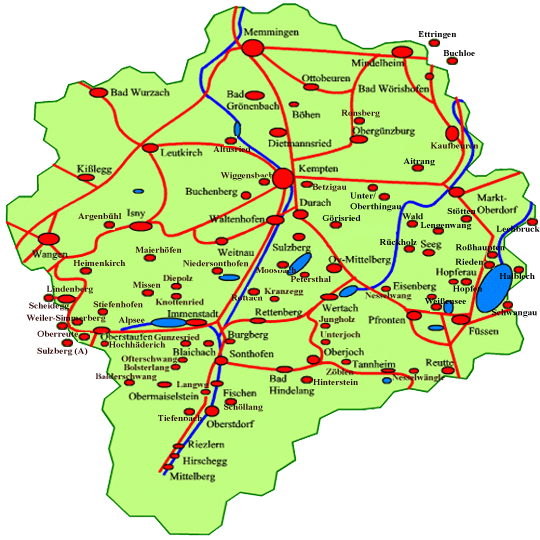 Karte Allgäu
